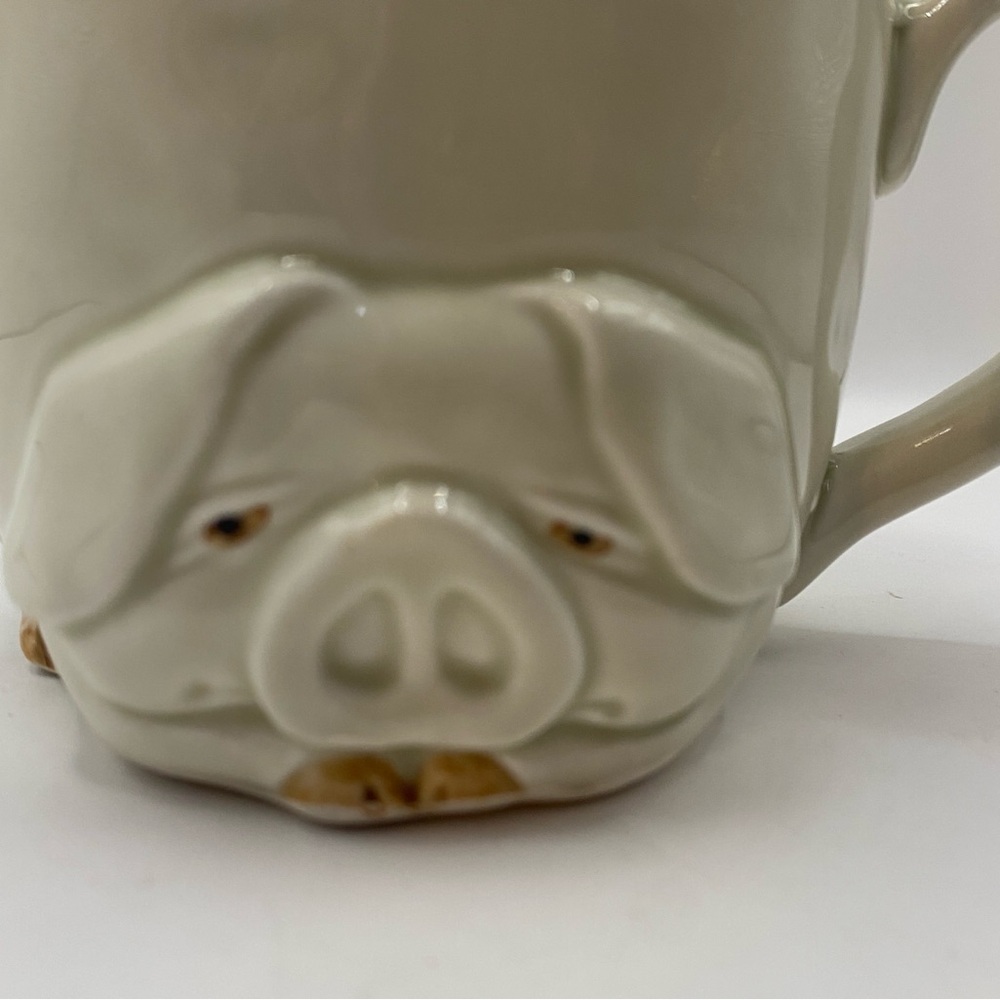 Vintage 1977 Fitz & Floyd Porky Mug 3D Pig Ceramic Coffee Cup Farmhouse - Picture 2 of 9